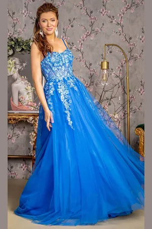 GLS by Gloria GL3309 - Lace Applique Corset Prom Gown