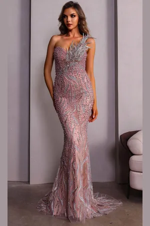 Terani Couture 251GL4315 - One Shoulder Elegant Trumpet Evening Gown