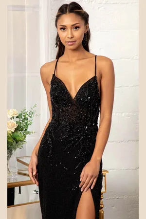 GLS by Gloria GL3006 - Sleeveless Plunging V-neck Evening Gown