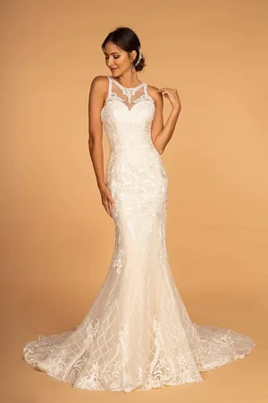 GLS by Gloria GL2598 Embroidered Halter Mermaid Dress