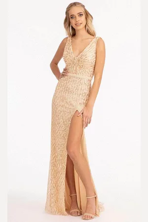 GLS by Gloria GL3008 - Cowl Back Sequin Evening Dress