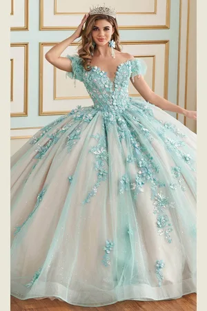 Princesa by Ariana Vara PR30174 - Glitter Tulle With Floral Ballgown