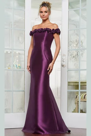 Rina Di Montella RD3205 - 3D Floral Straight Neckline Formal Gown