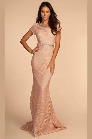 Elizabeth K GL2612 Embellished Jewel Sheath Dress