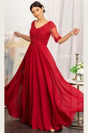 Elizabeth K GL1982 - Applique-Ornate Quarter Sleeve Evening Dress