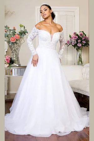 GLS by Gloria Bridal GLS by Gloria - GL1937 Embroidered Long Sleeves A-Line Dress