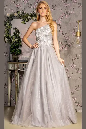 GLS by Gloria GL3384 - Embroidered One-Sleeve Prom Gown