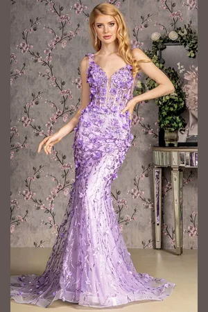 GLS by Gloria GL3410 - Applique Corset Bodice Prom Gown