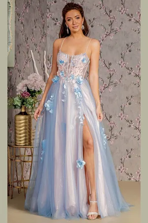 GLS by Gloria GL3250 - Sleeveless 3D Floral A-Line Prom Gown