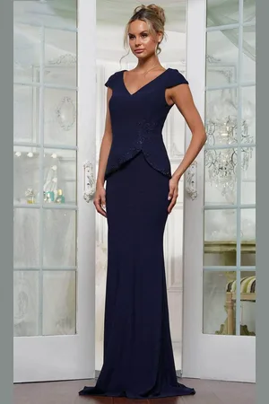 Rina Di Montella RD3239 - Cap Sleeve Peplum Evening Dress
