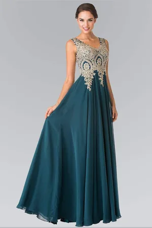 Elizabeth K GL2311 Intricate Lace V-Neck A-Line Gown