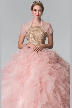 Elizabeth K GL2208 Embellished Jewel Neck Ballgown