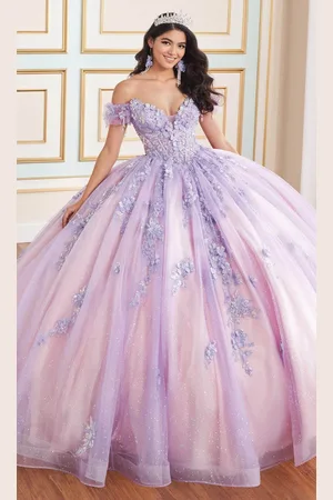 Princesa by Ariana Vara PR30174 - Glitter Tulle With Floral Ballgown