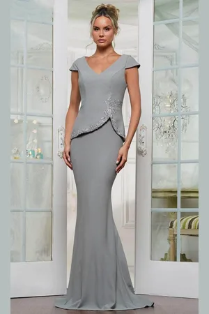 Rina Di Montella RD3239 - Cap Sleeve Peplum Evening Dress