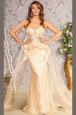 GLS by Gloria GL3256 - Glitter Embroidered Mermaid Prom Gown