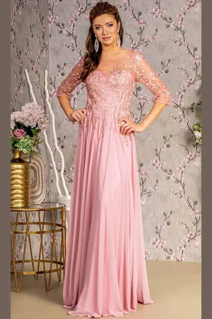 GLS by Gloria GL3445 - Illusion Bateau A-Line Evening Dress