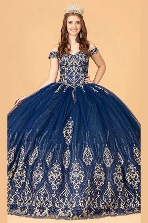 Elizabeth K GL3079 - Golden Embroidered Ballgown