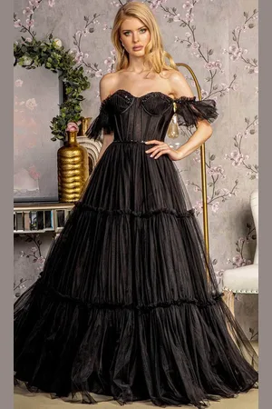 GLS by Gloria GL3453 - Off-Shoulder Corset Evening Dress