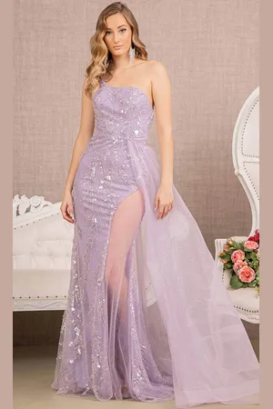 GLS by Gloria GL3116 - Side Tulle Overskirt Prom Gown