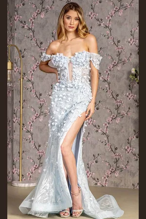 GLS by Gloria GL3409 - Floral Sequin Evening Dress