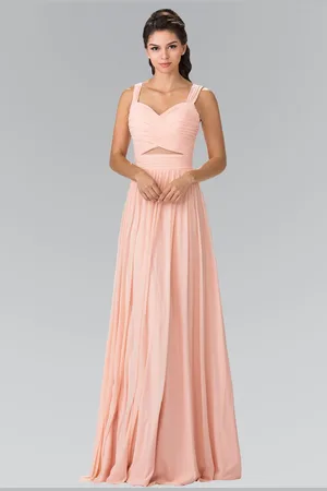 Elizabeth K GL2366 Ruched Sweetheart Bodice Long Chiffon Gown
