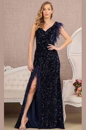 GLS by Gloria GL3154 - One Sleeve Sequin Prom Dress