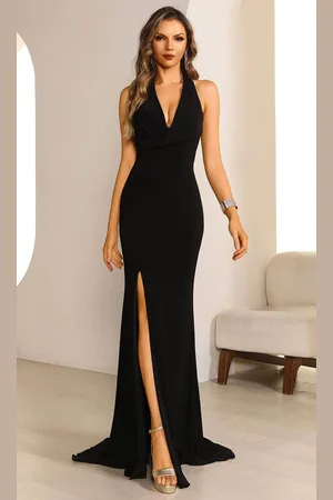 Terani Couture 251E4285 - Surplice Plunging Halter Evening Dress