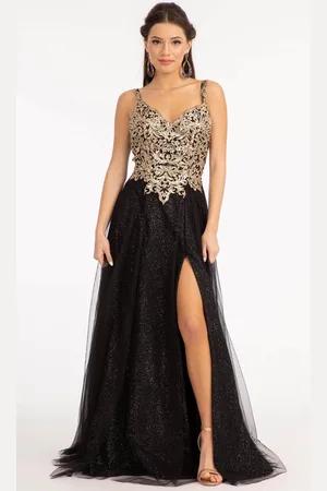 Elizabeth K GL3020 - Sleeveless Low-cut V-neck Long Dress