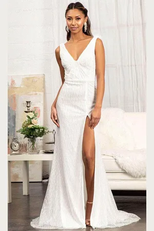 GLS by Gloria GL3008 - Cowl Back Sequin Evening Dress