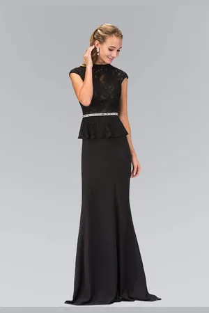 Elizabeth K GL1421 Laced High Neck Gown