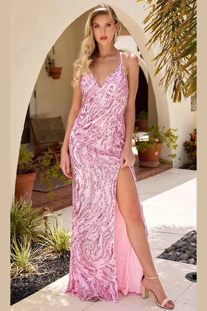 Primavera Couture 4371 - Sequin Adorned Crisscross Back Prom Dress