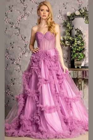 GLS by Gloria GL3455 - Ruffled Sweetheart Evening Dress