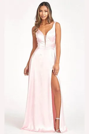 Elizabeth K GL1992 - Plunging Bodice Satin Prom Dress