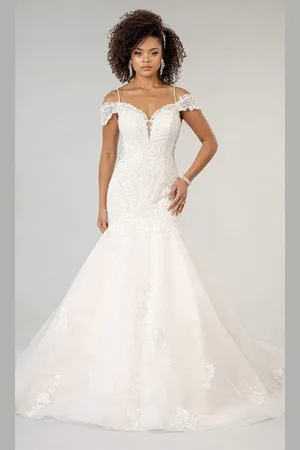 GLS by Gloria Bridal GLS by Gloria - GL1938 Embroidered Off Shoulder Trumpet Dress