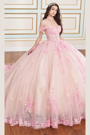 Princesa by Ariana Vara PR30178 - 3D Flowers Off-Shoulder Ball Gown