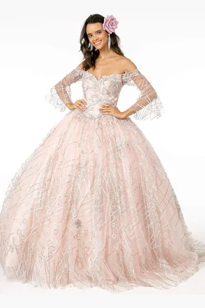 Elizabeth K GL2911 Glitter Off-Shoulder Ballgown