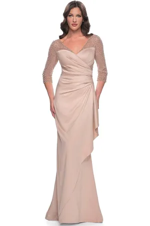 La Femme 31011 - Illusion Satin Evening Gown