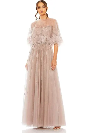 Mac Duggal 42098 - Feather Detail Cape Evening Dress