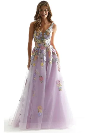 Mori Lee 49074 - Glitter Floral Prom Dress