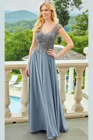 Mori Lee 72521 - V-Neck Chiffon Long Dress