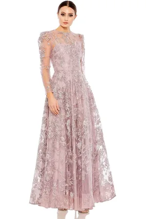 Mac Duggal 50664 - Embroidered Jewel Neck Long Dress