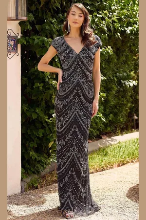 Primavera Couture 13138 - V-Neck Beaded Evening Gown