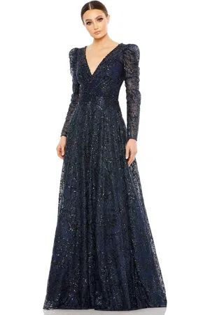 Mac Duggal 20353 - Long Sleeve V-Neck Evening Gown
