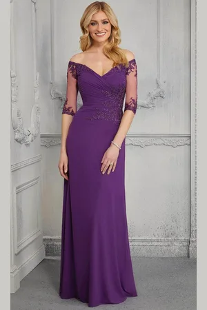 MGNY By Mori Lee 72411 Sheer Sleeve Ruched Evening Gown