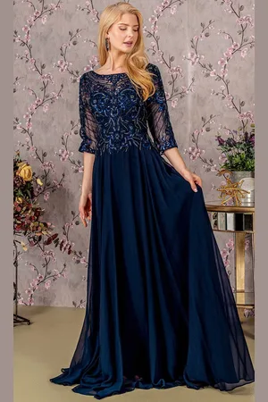 GLS by Gloria GL3446 - Sequin Embroidery Formal Dress