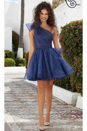 Mori Lee 9599 Ruched Asymmetrical Cocktail Dress