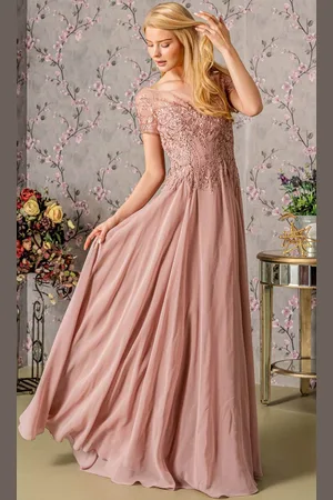 GLS by Gloria GL3362 - Embroidery Bateau Formal Dress