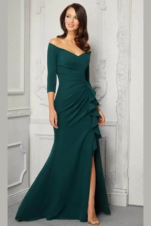MGNY By Mori Lee 72424 Quarter Sleeve Ruffle Formal Dress