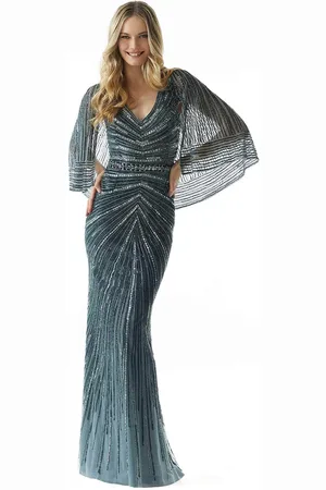 MGNY By Mori Lee 73001 - Beaded Metallic Evening Dress
