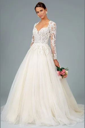 GLS by Gloria GL1804 Embroidered Plunging V-neck A-line Gown